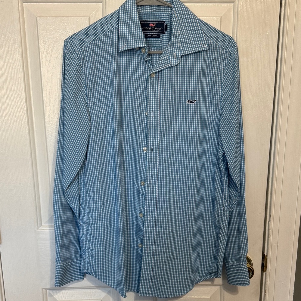 Vineyard Vines Blue and White Gingham Button-Down Shirt